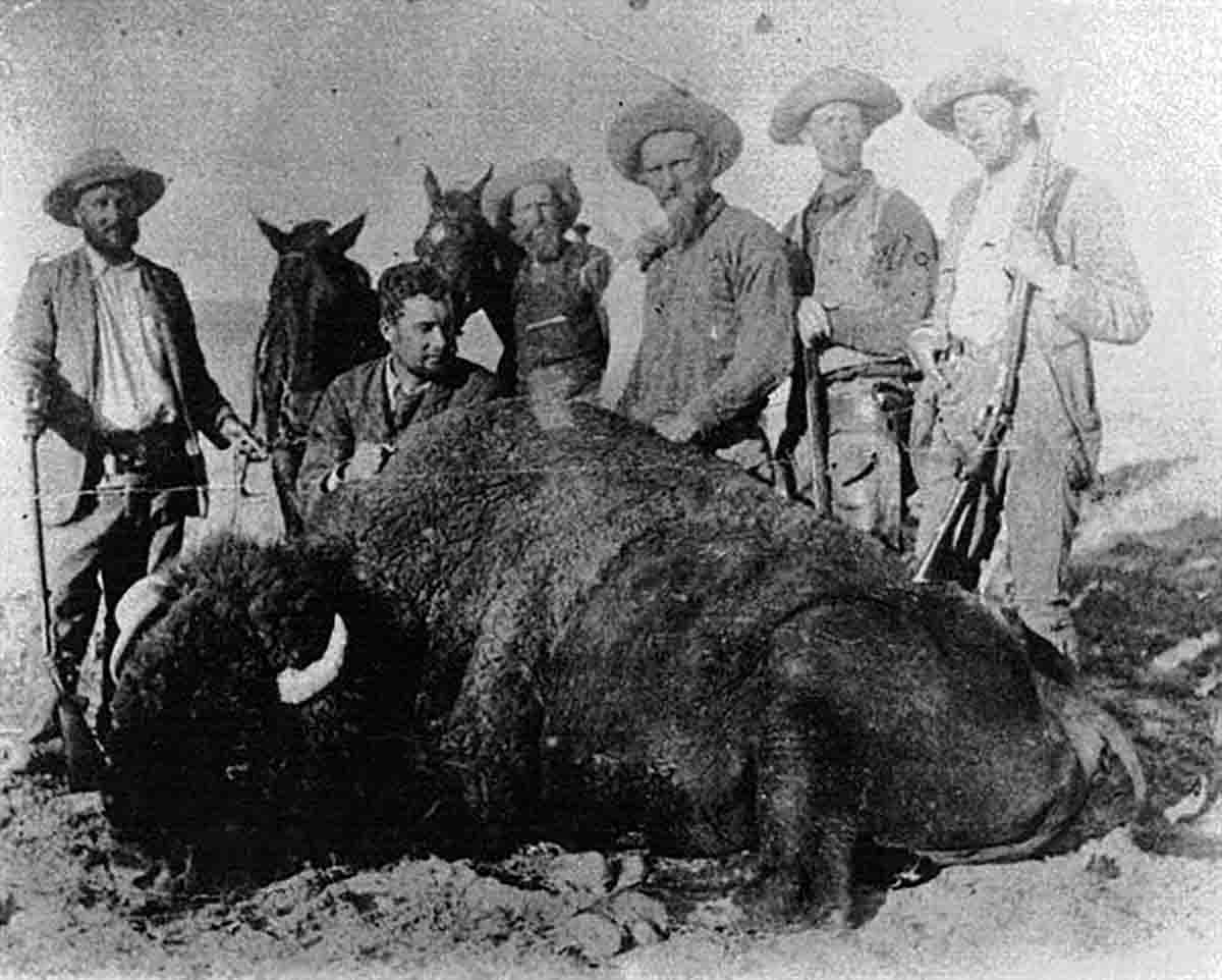Seton-Karr on a buffalo hunt with (left to right): Lord George Travillion, Lord Fell, Frank and Boney Earnest, Charles Cummings and Lord Napier. Seton-Karr is behind the camera.